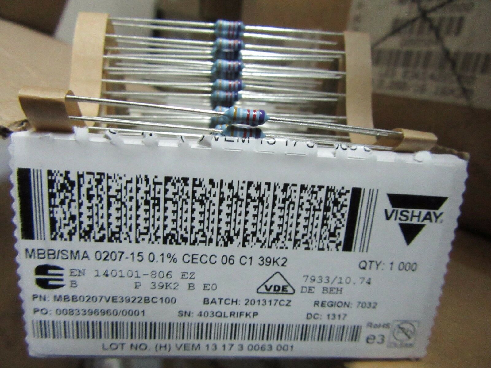 100X VISHAY SMA0207 1/2W 39K2 0.1% 15ppm HIEND PRECISION AUDIO RESISTORS!