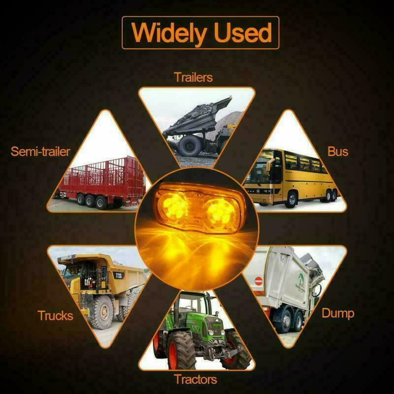 4x Trailer Marker LED Light Double Bullseye 10 Diodes Clearance Lamp Red /Amber