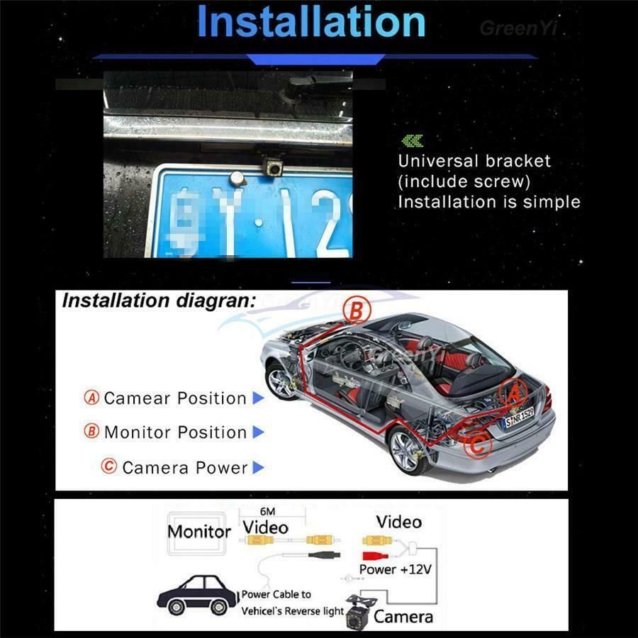 5'' Car TFT LCD Digital HD Monitor Parking Assist Rear View Camera Waterproof
