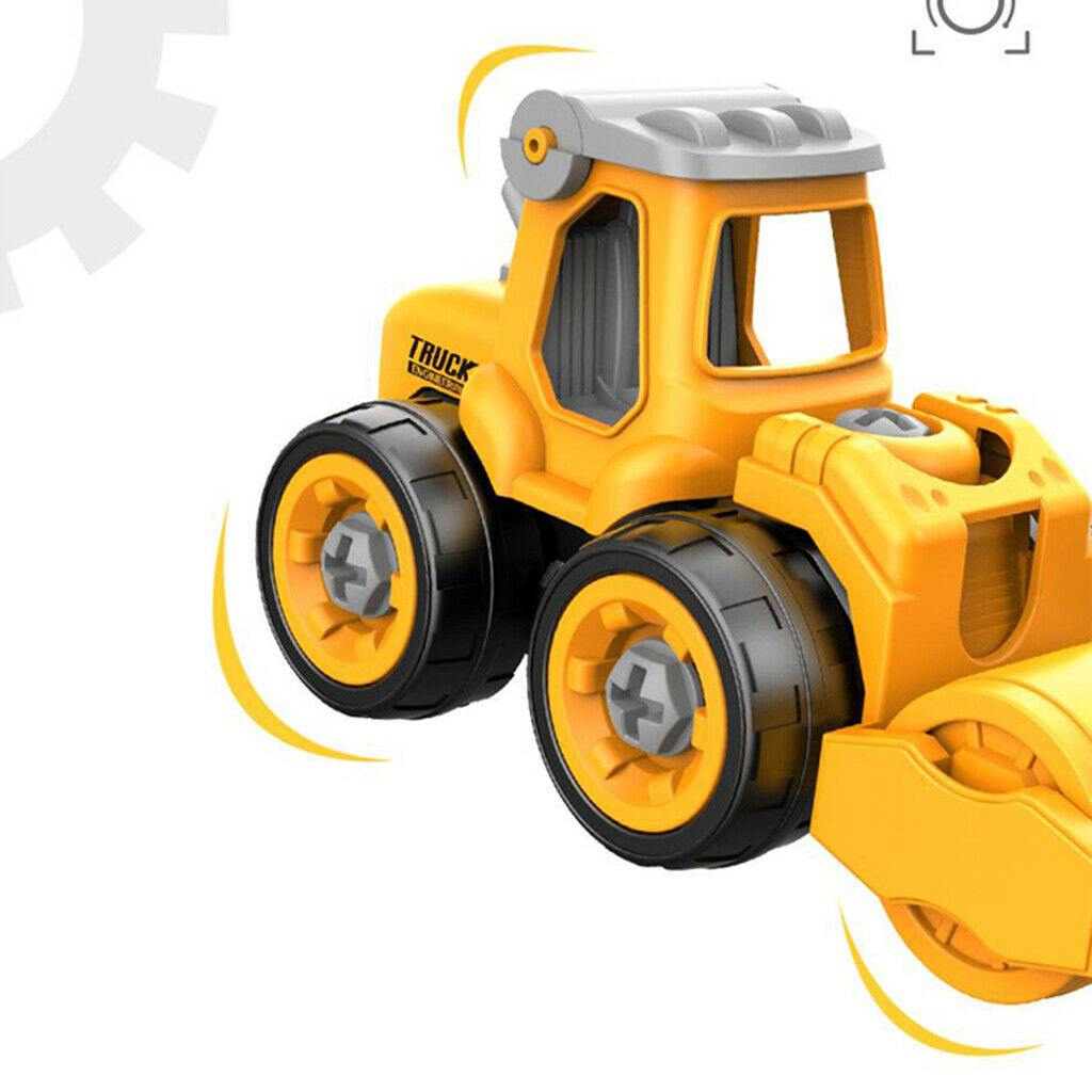 4x Take Apart Toys Pull Back Cars Bulldozer with Electric Drill Toys Gifts