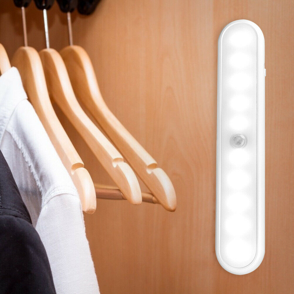 10LED PIR Motion Sensor Night Light Closet Under Cabinet Corridor Lights @