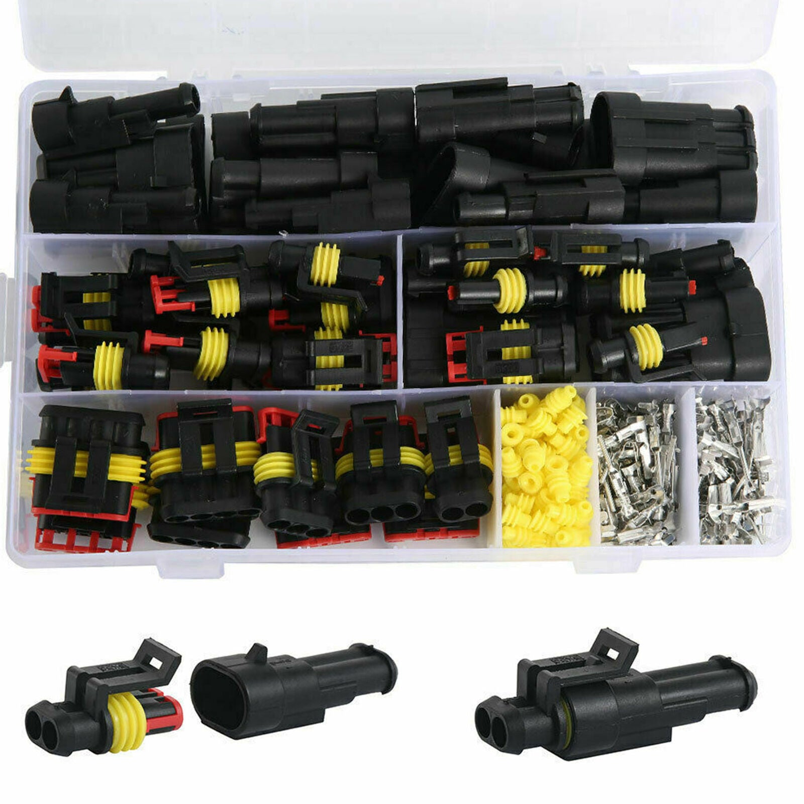1/2/3/4/ Pin Way Sealed Waterproof Electrical Wire Connector Plug Car Auto Set
