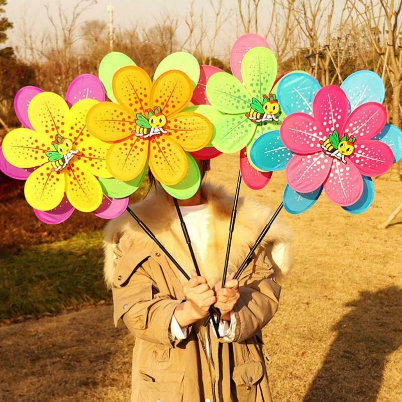 1PC Double Layer Wind Spinners Sunflower Lawn Pinwheels Windmill Garden Decor