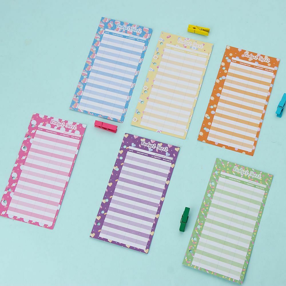 12 Pieces Expense Tracker Binder Budget Sheets Candy Print School Office Tools