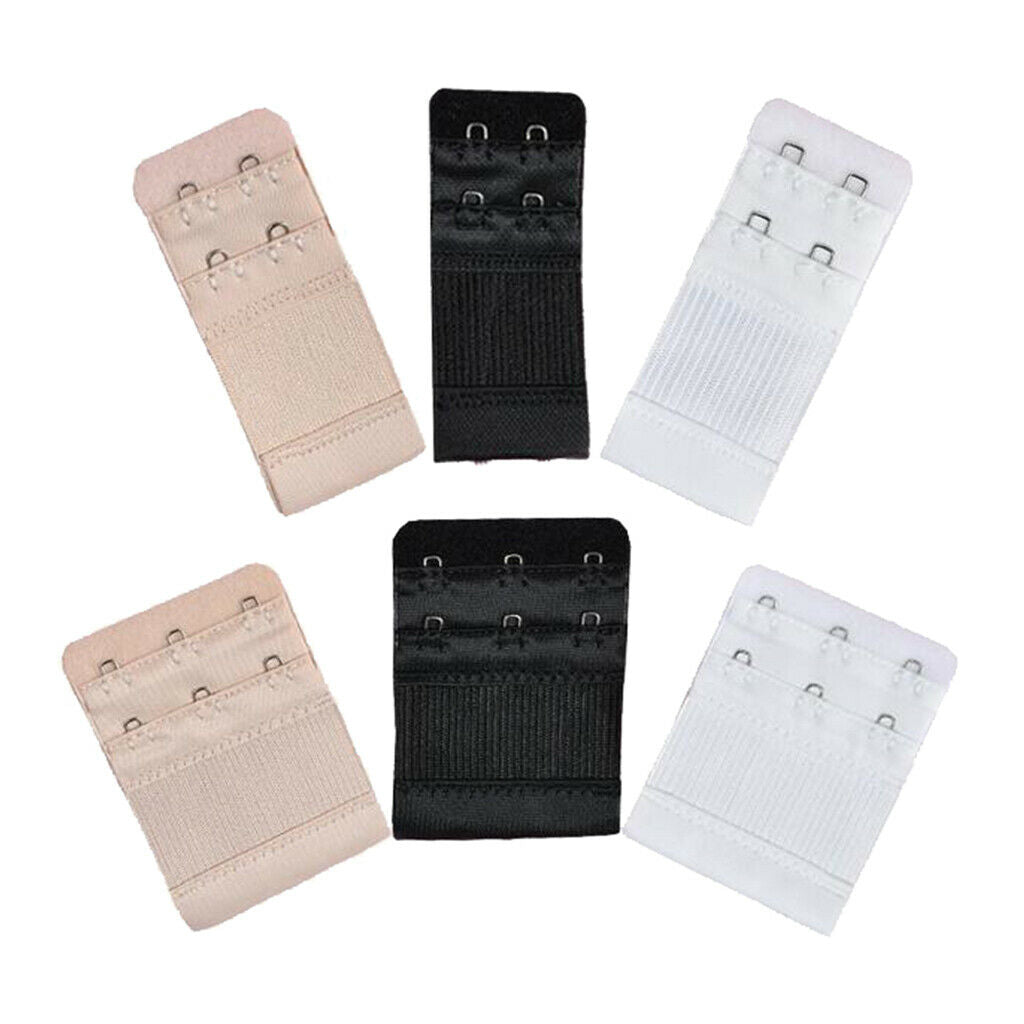 6x Bra Extenders Elastic Adjustable Back Clip On 2 Row 2/3 Hooks Accessories