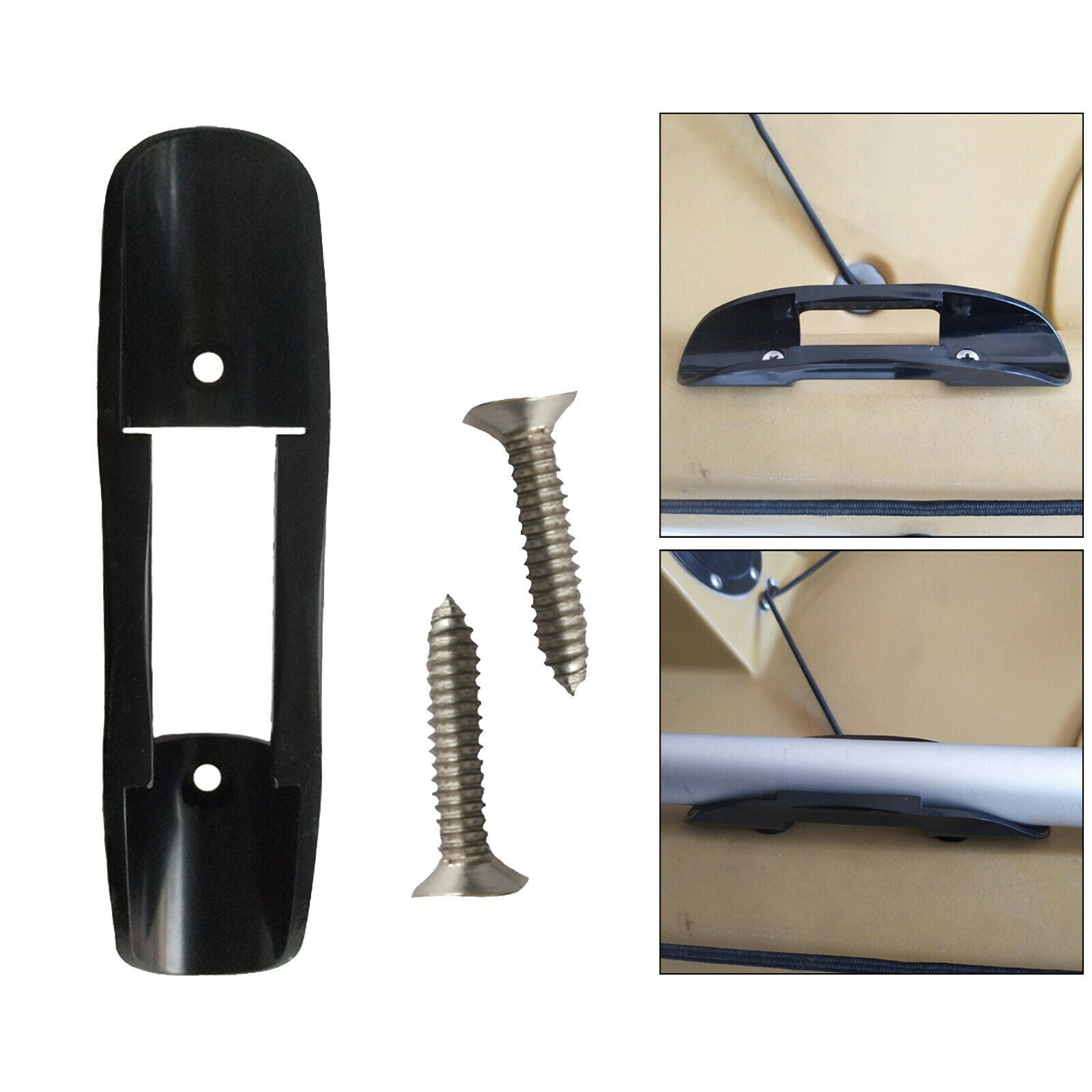 Black Plastic Kayak Canoe Raft Paddle Clip Holder Fishing Net Holder