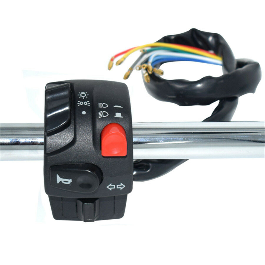 7/8" 5 Functions Motorcycle Waterproof Handlebar Switch Assembly Electric Start