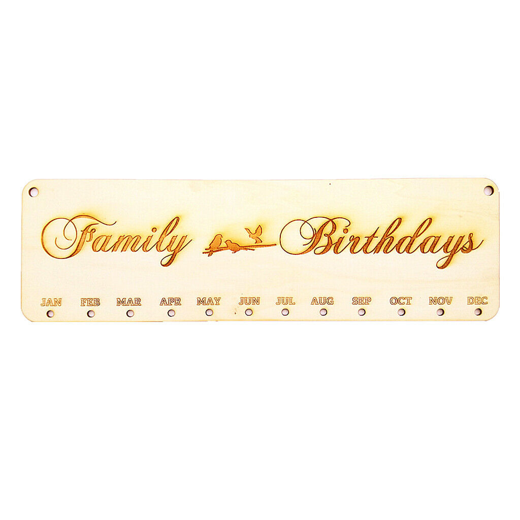 Family Birthdays Reminder Calendar Wooden Board Hanging Plaque Accessories