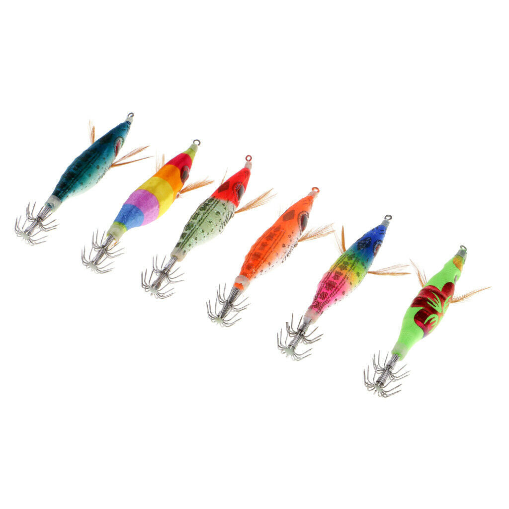 6pcs 10cm Glow in the Dark Luminous Shrimp Fishing Lure Bait Squid Jigs Hook