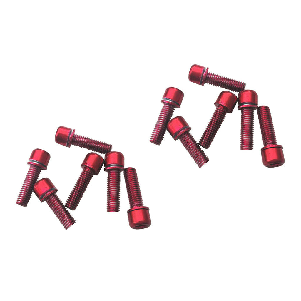 12 Pieces MTB Road Bike Hex Socket Screws for Handlebar Stem Rear Rack Red