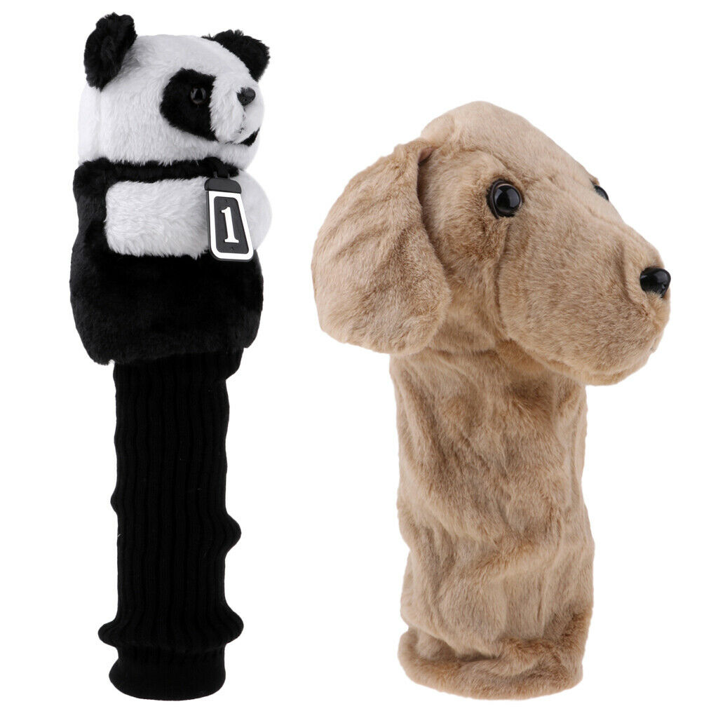 2 Pieces Novelty Animal Panda & Dog Golf Club Headcover for 460 cc/No.1 Wood