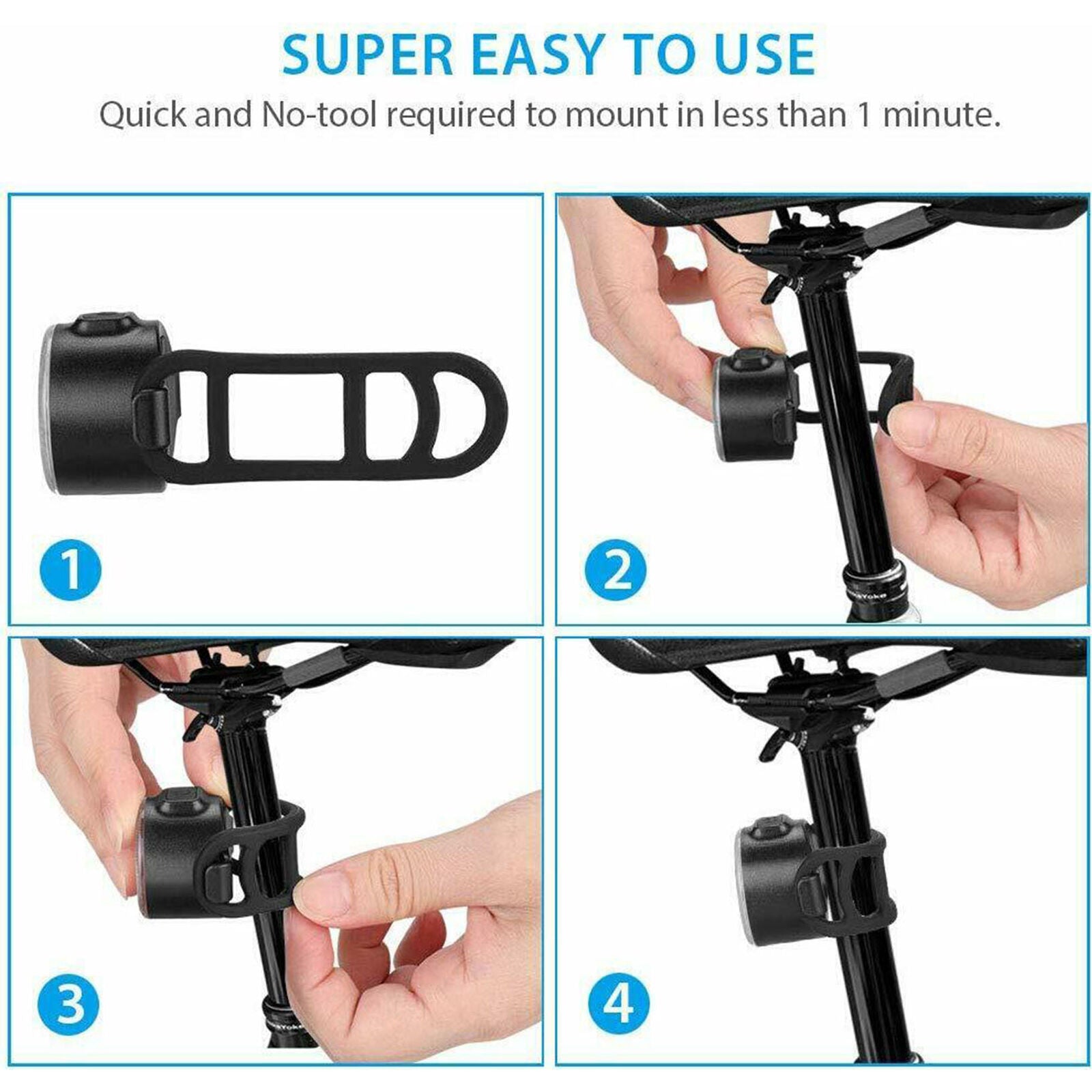 2 PCS LED Bicycle Cycling Tail Light USB Rechargeable Bike Rear Warning Light