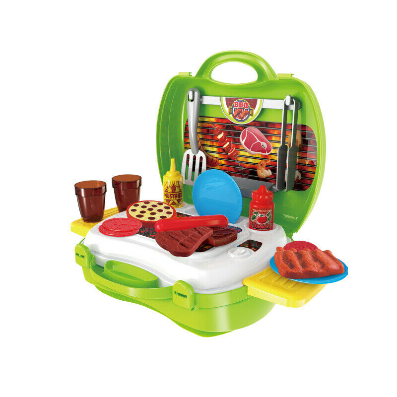 Kitchen Set Toys BBQ Grill For Kid Pretend Play Toddler Children Food Cooking BS