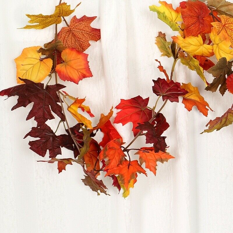 170cm Faux Maple Leaf Rattan Hanging Wall Ornament Window Fireplace Decoration