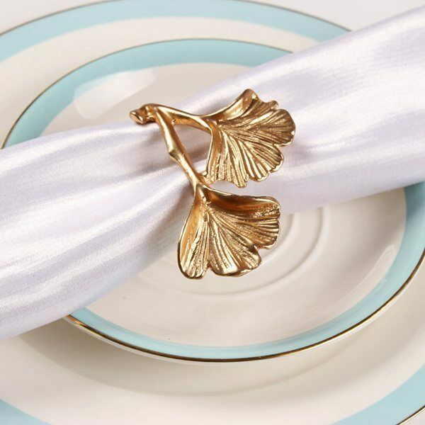 12Pcs Golden Gingko Leaf Napkin  Napkin Buckle Wedding Hotel Decoration NapkN4N4