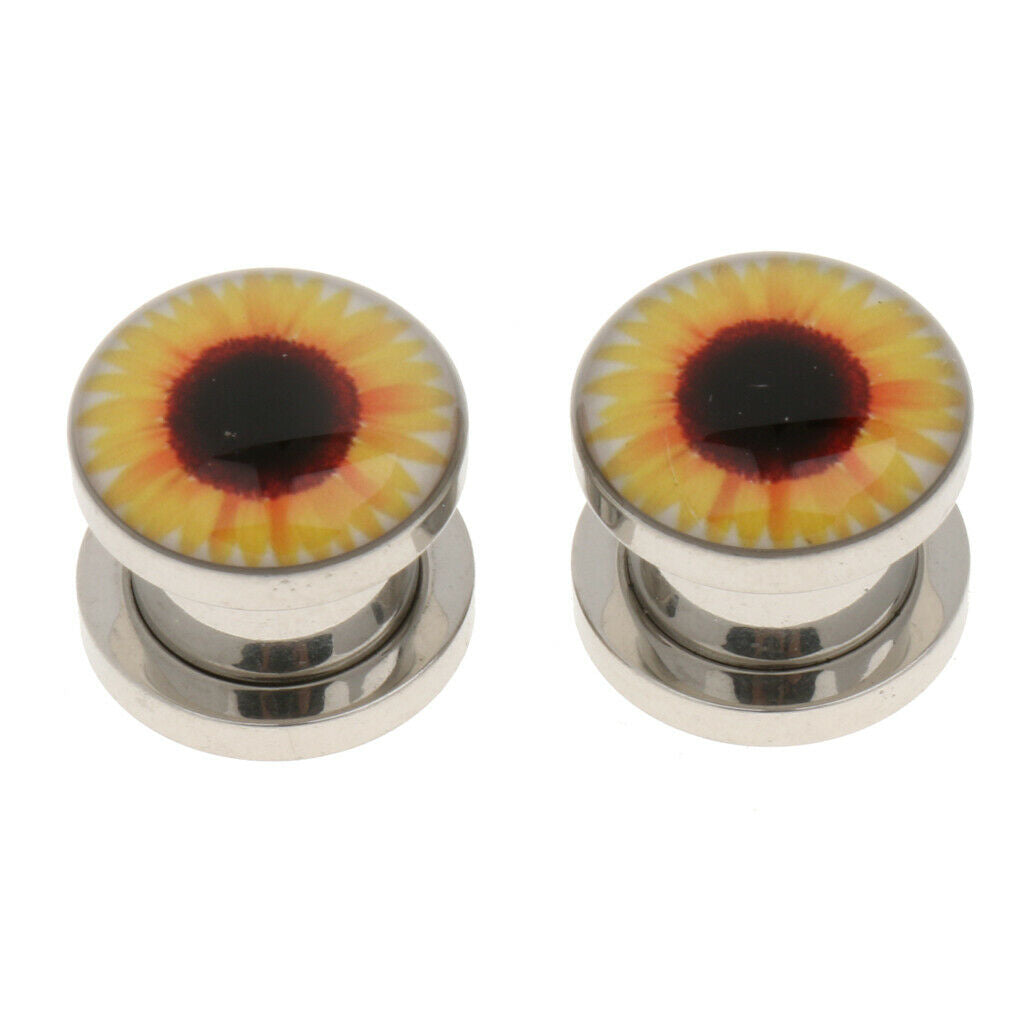 1 Pair Stainless Steel Ear Tunnels Plugs Screw Body Piercing 6mm