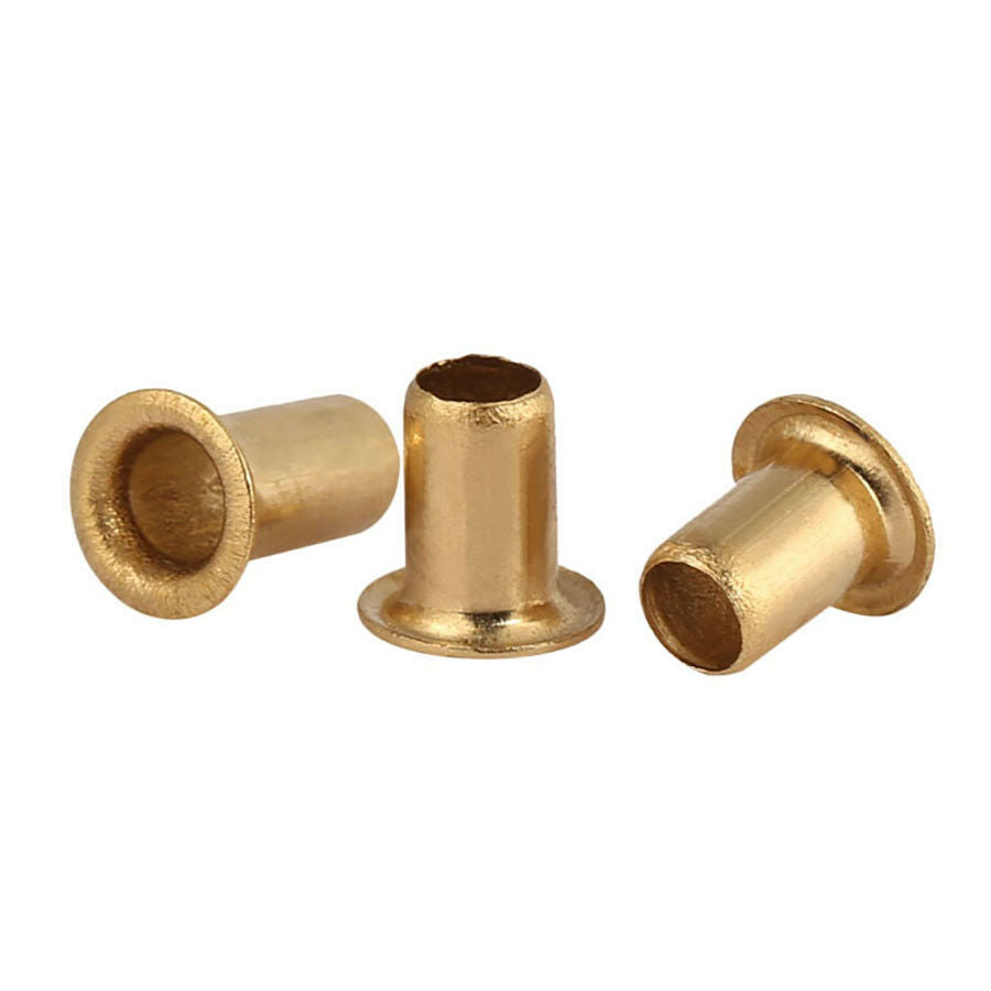50pc M3.5 x (4mm-8mm) Copper Brass Eyelet Hollow Tubular Rivets Through Nuts Kit