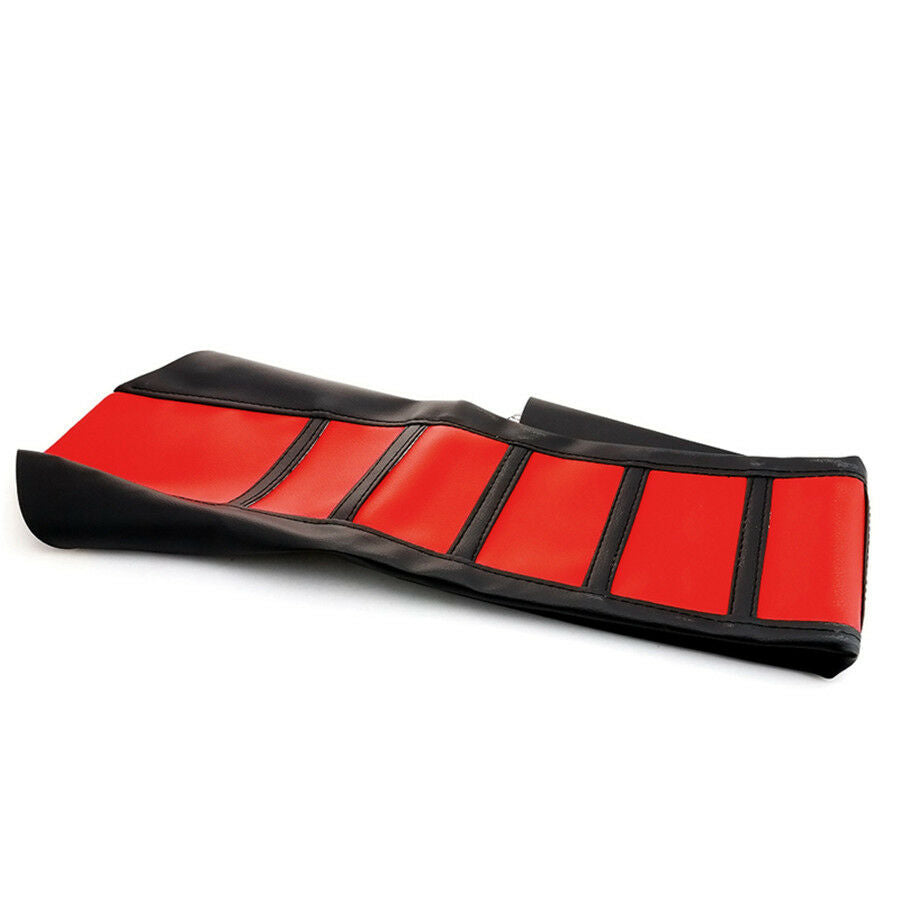 Red Leather Gripper Soft Motorcycle Seat Cover Rib Skin Rubber Dirt Bike Enduro