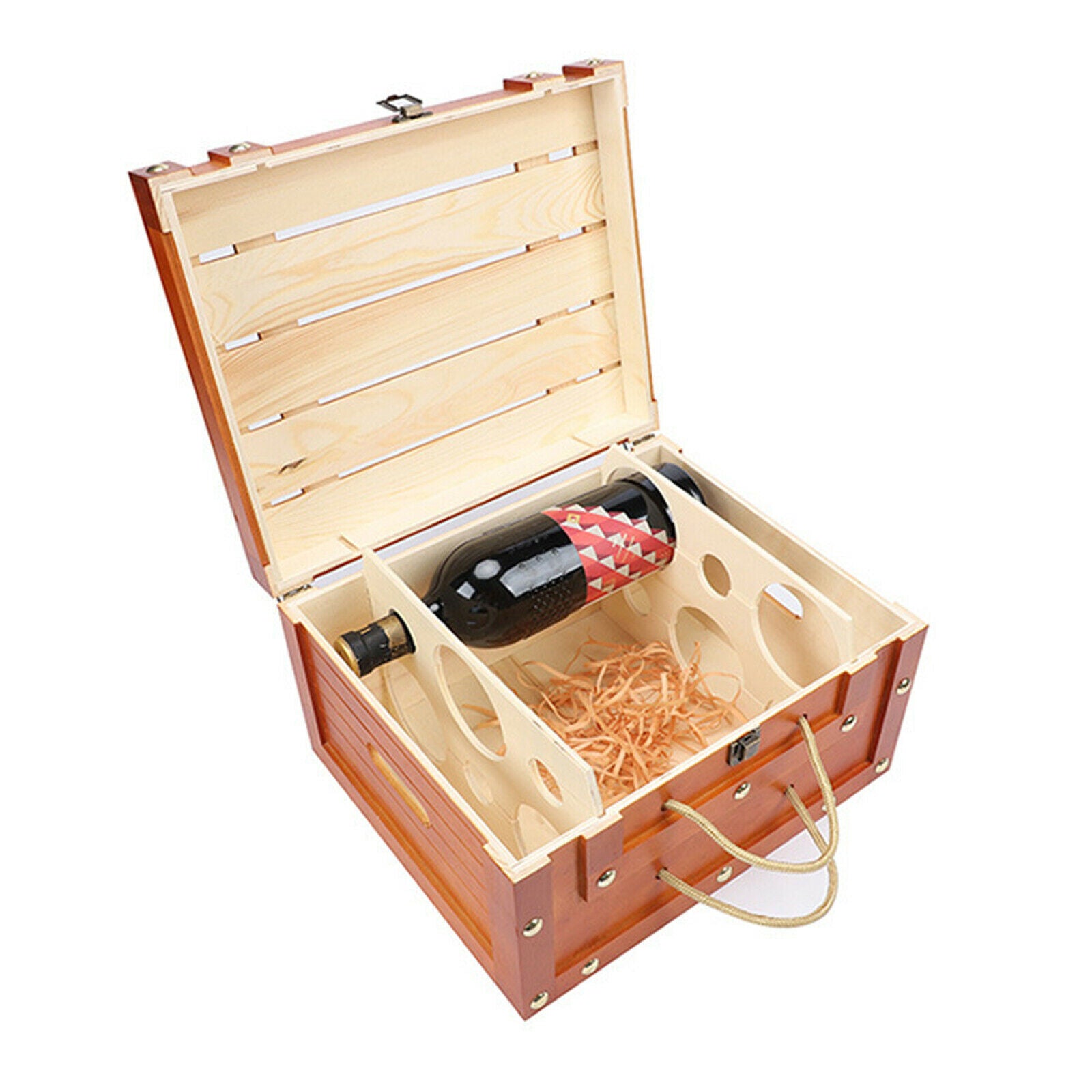 Wooden Red Wine Box Storage Champagne Wine Carrier For 6 Bottles Craft