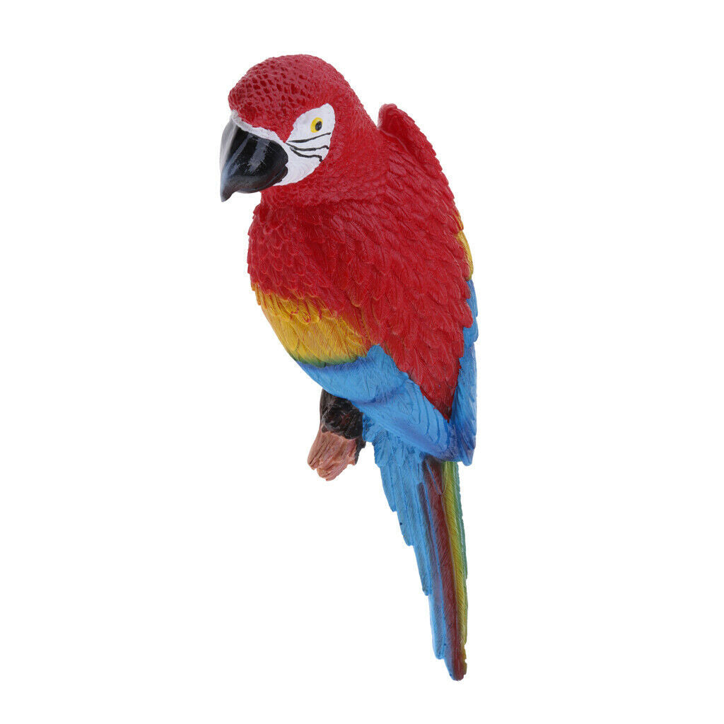 2x True to Nature Bird Ornament Parrot 31cm Blue Look Right & Red Outdoor Patio