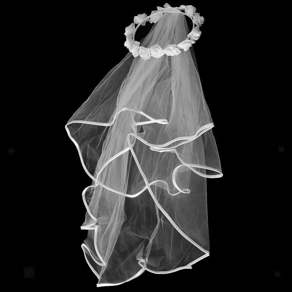 Wedding Bridal Veil Flower Boho Wreath Headband Crown Floral Garland