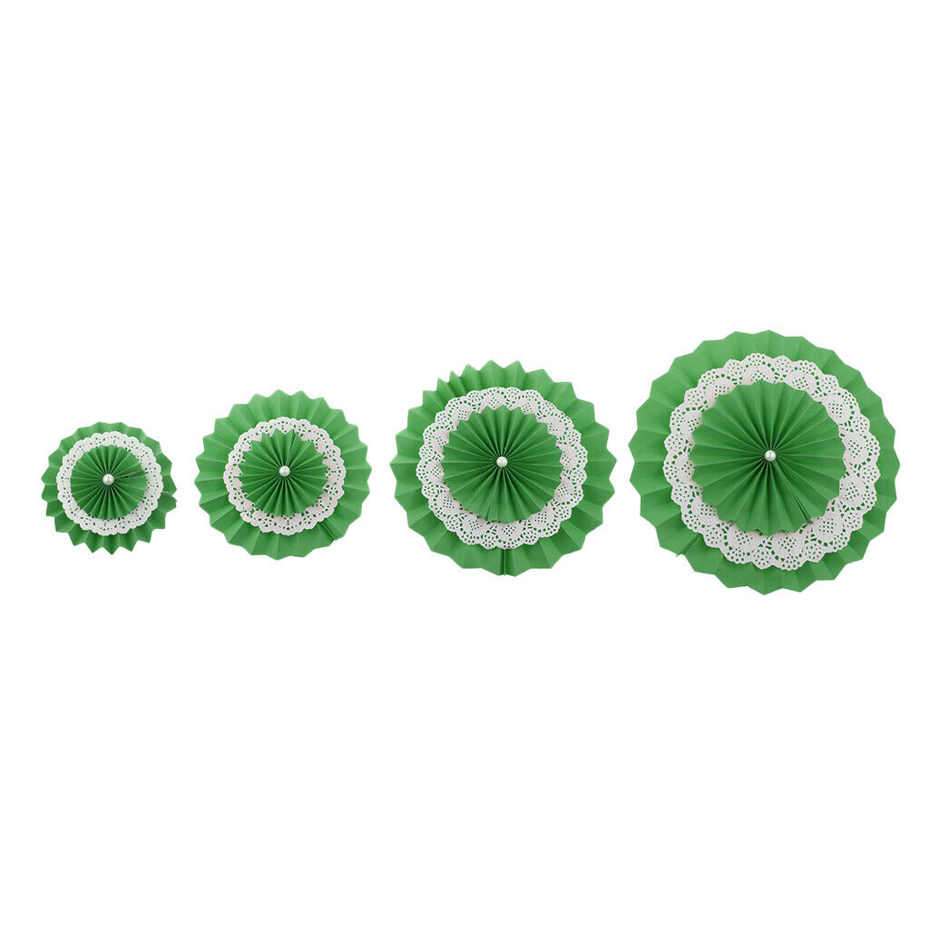 5pcs Paper Fan Flower Wedding Birthday Party Decor 10 inch Green