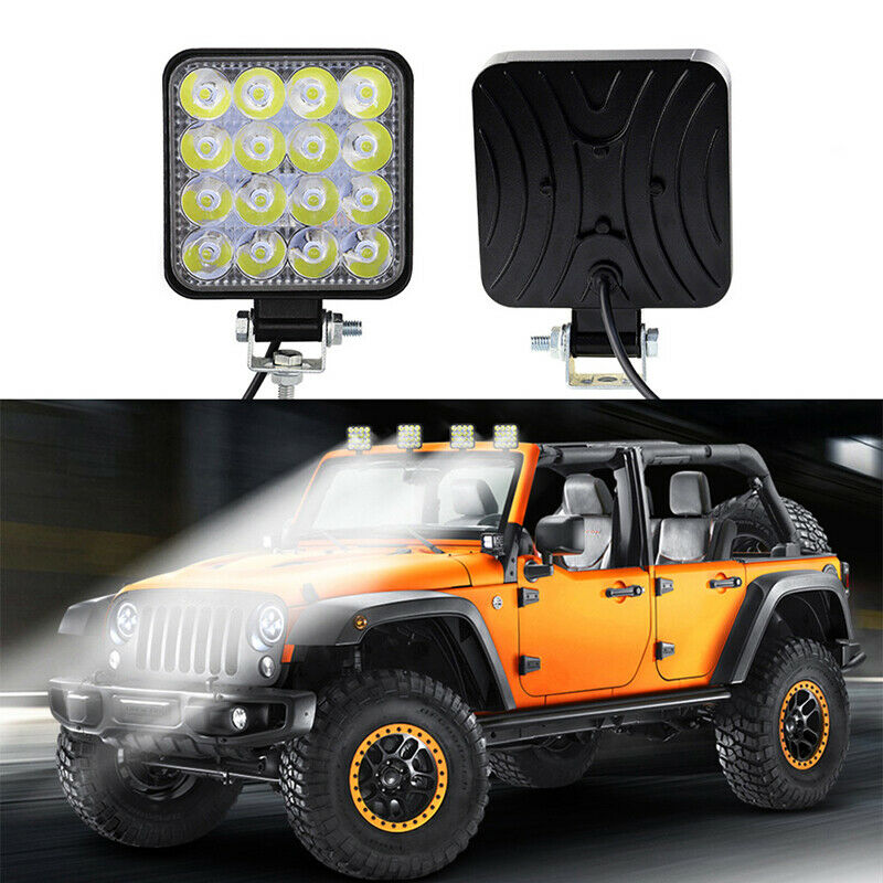 Square 48W LED Work Light 12V 24V Off Road Flood Spot Lamp For Car Truck SUV Kt