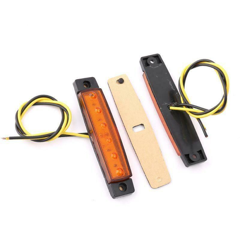 2X 6-LED Bus Van Boat Truck Trailer Side Marker Tail Light Lamp Yellow/Amber 12V