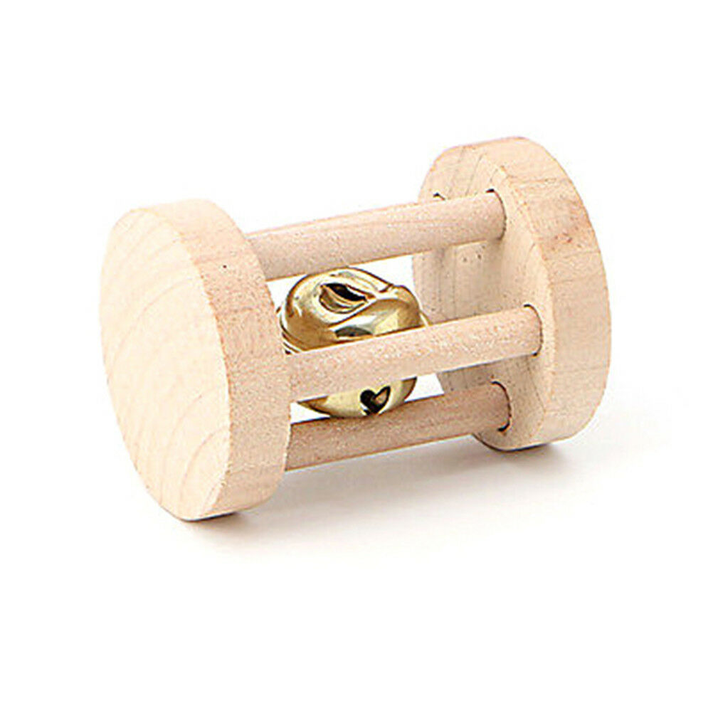 1PC Natural Wood Chew Toys Bell Roller Dumbells For Pet Rabbits Hamsters R.l8