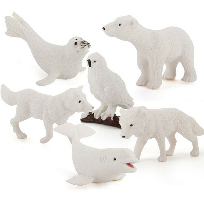 6PCS Mini Arctic Animals Penguins Polar Bear Action Figur.l8