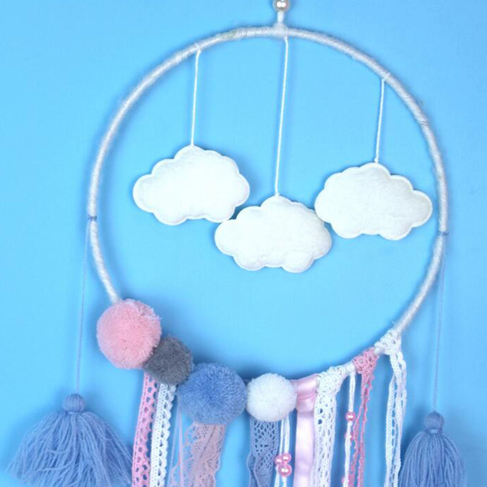 Pink Cloud LED Dream Catcher Baby Blue Pink Light up Room Decor Nursery Mobile