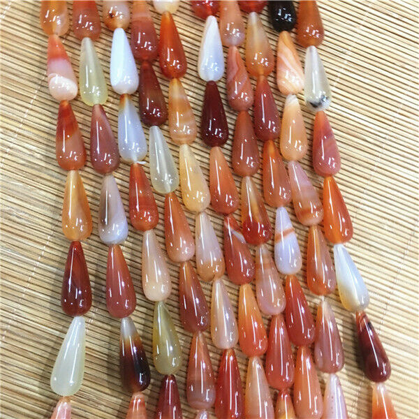 1 Strand/16Pcs 25x10mm Natural Red Agate Teardrop Spacer Loose Bead 15.5" HH418