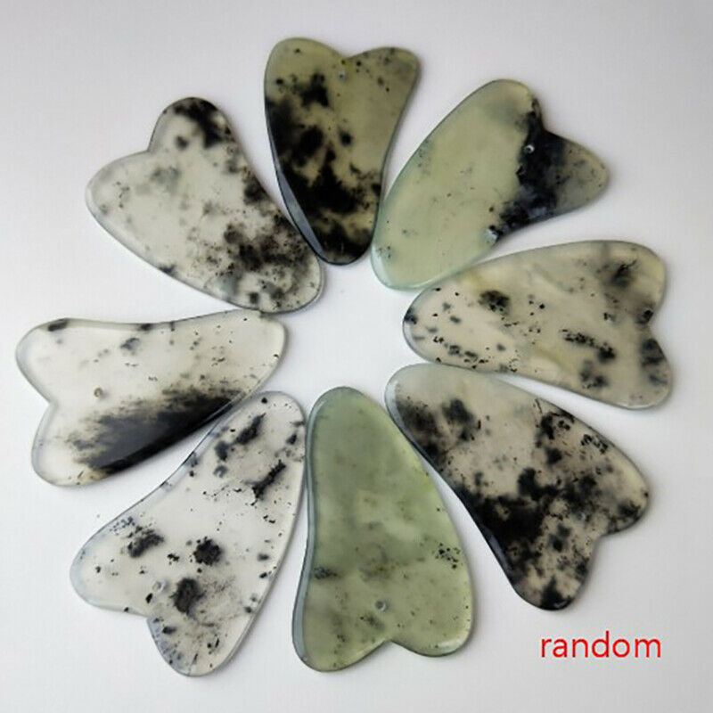 Gua Sha Board Scraper Natural Ink Jade Stone Guasha Massage Tool Care Health Qx