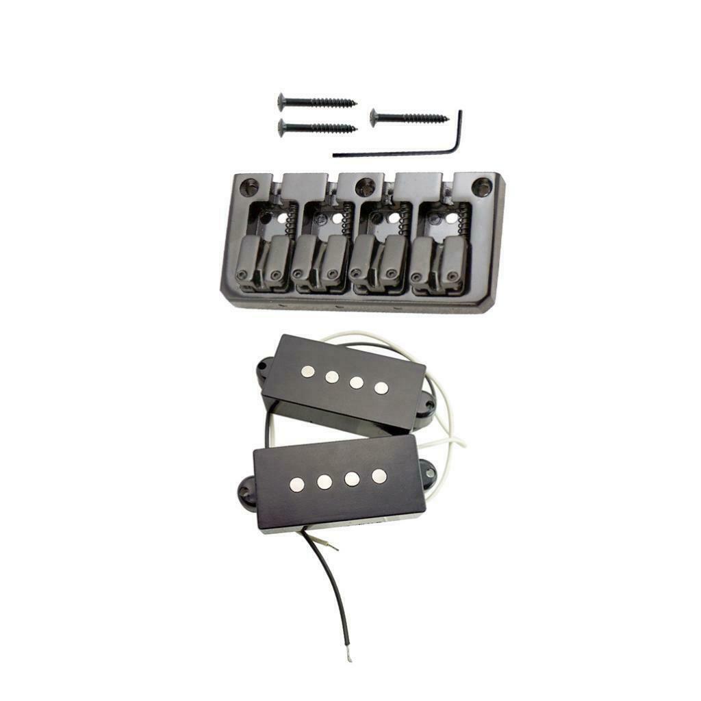 Black 4 String Bass Bridge With PB P Bass Pickup For Electric Bass Guitar