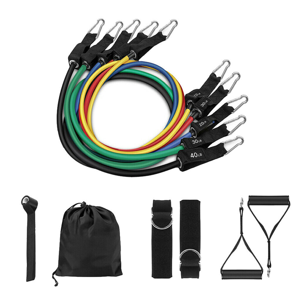 11 Pieces Exercise Bands Set with Foam Handles Workout Bands Kit Gym Yoga