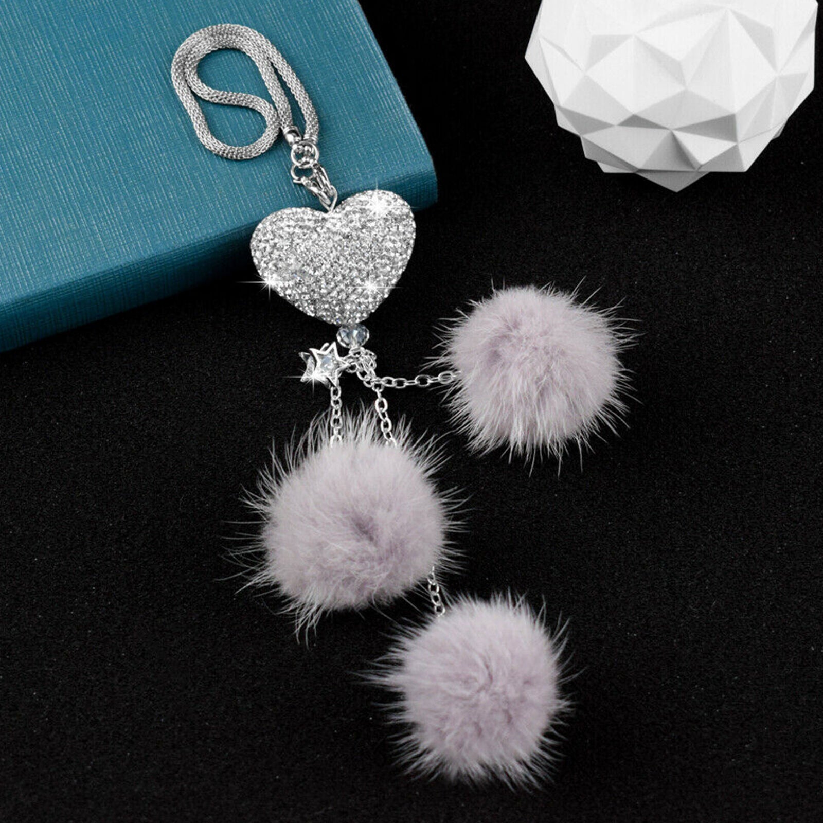 Gray Bling Car Rearview Mirror Hanging Car Decor Rhinestone Diamond Accessories