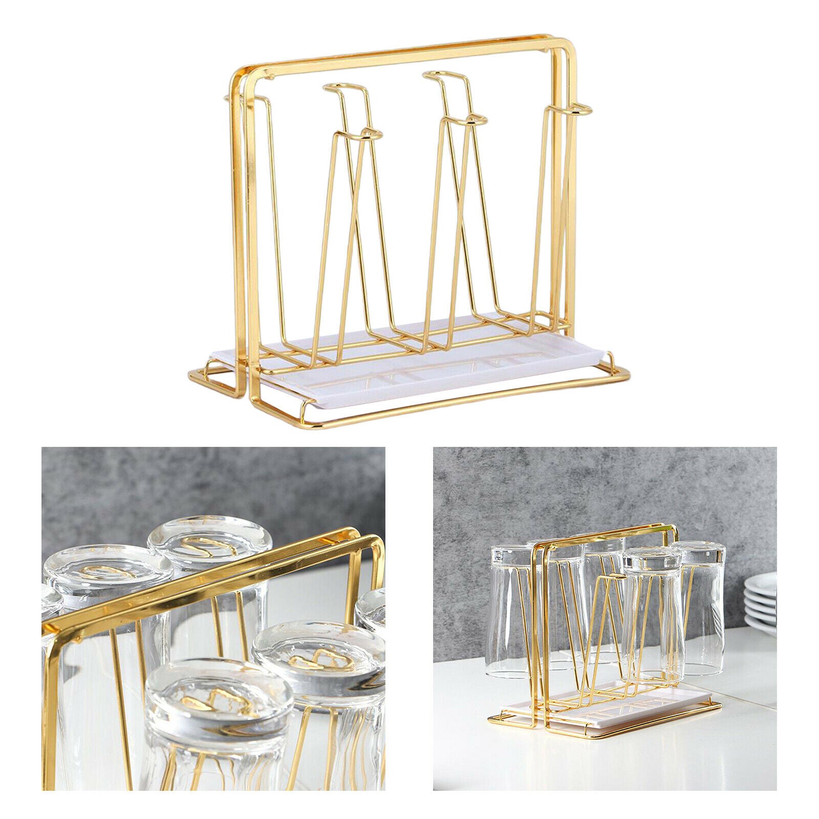 Minimalist Golden Mug Drying Rack Drainer Holder Mugs Glasses Organizer