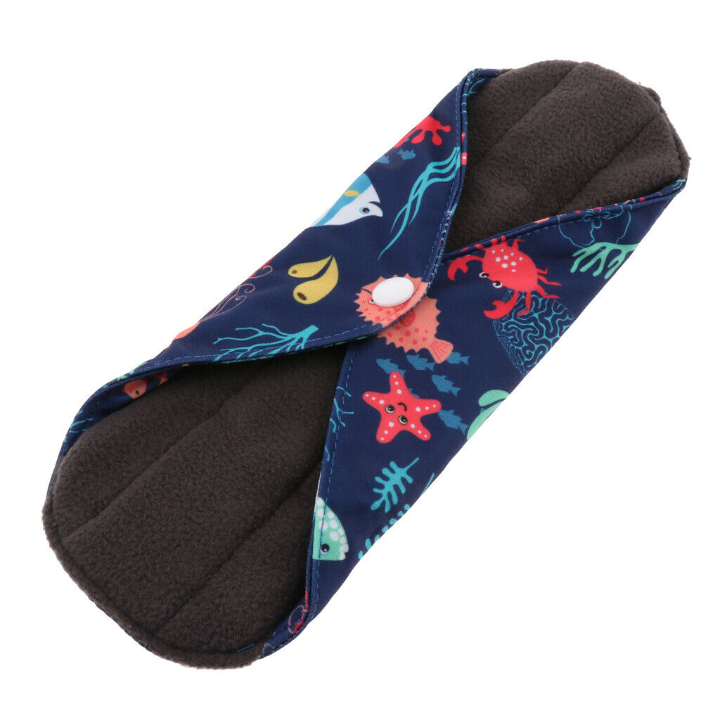 2 Pack Reusable Cloth Menstrual Pads Bamboo Charcoal Sanitary Napkins Women