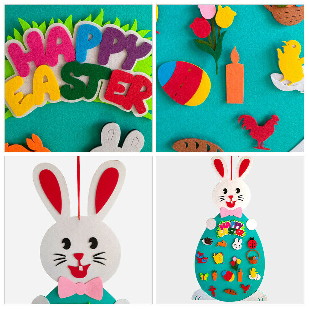 Felt Rabbit Decoration Easter Bunny Ornaments DIY Felt Rabbit Set with Lanyard