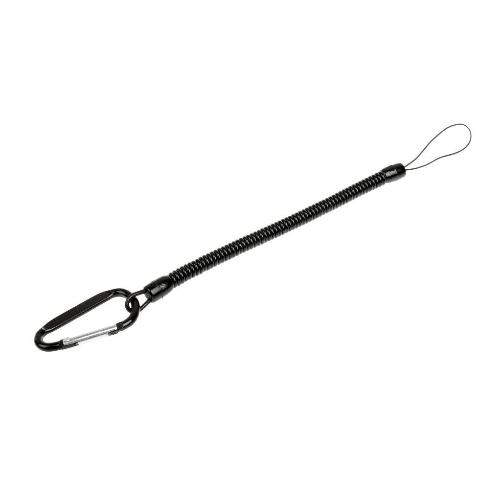 Fishing Lanyard Safety Rope Stretchy Coil Cord Pliers Tether with Carabiner