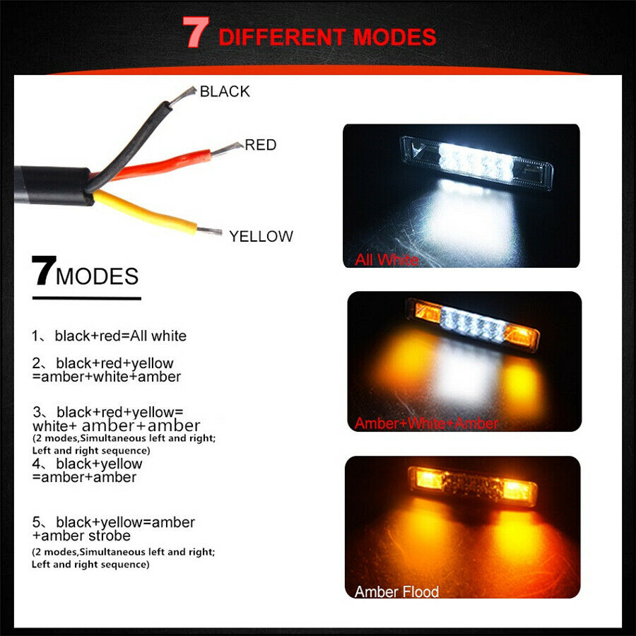 2PCS 48W 4800lm White + Amber Fog Flash Strobe Led Work Light For Car Truck