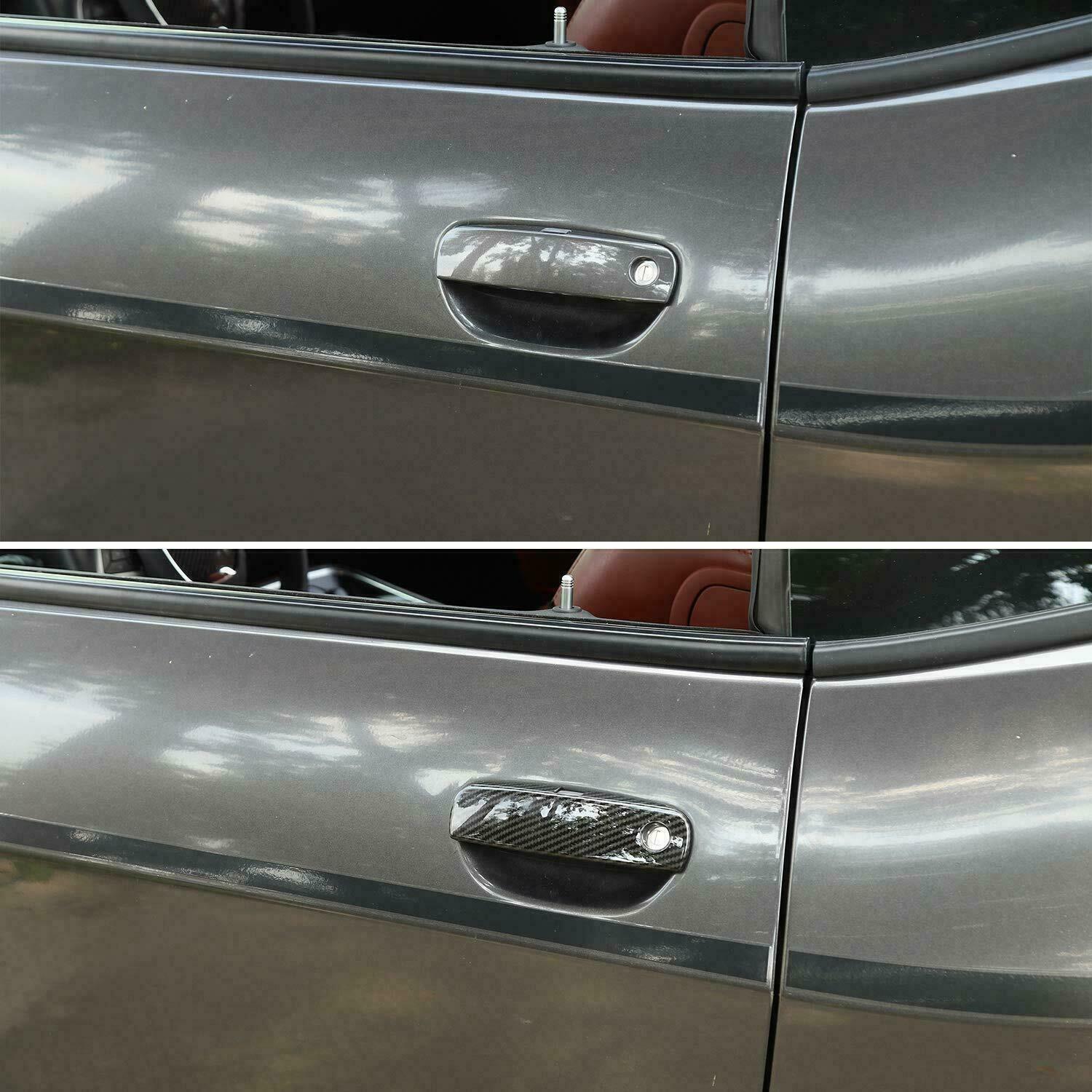 Fit 2011-2020 Dodge Charger Print Look Door Handle Covers Black Carbon Fiber