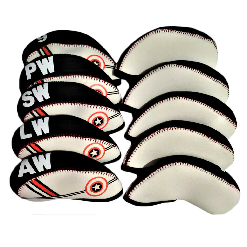 10pcs Golf Iron Club Head Cover Neoprene Irons Headcover Protector Accessory