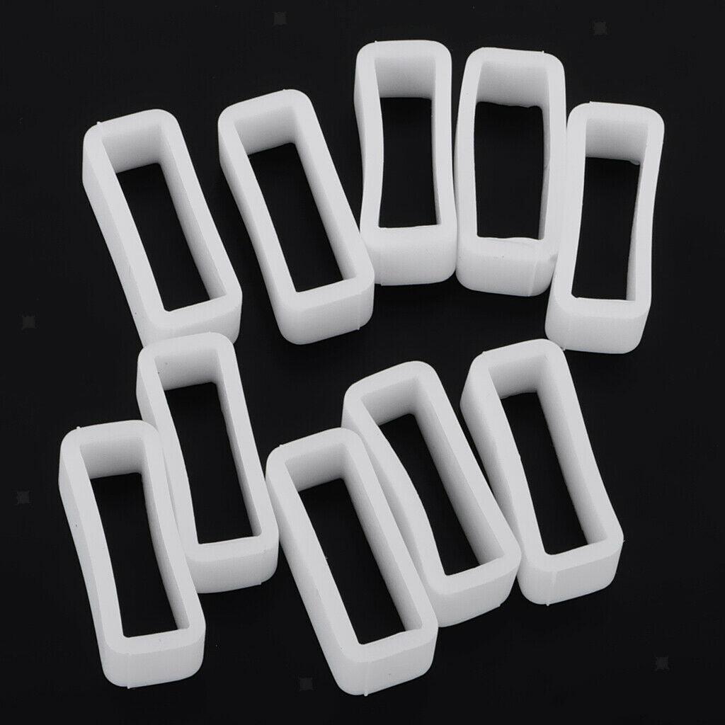 20 Pieces Black White Silicone Rubber Watch Strap Keeper Retainer Loop Ring