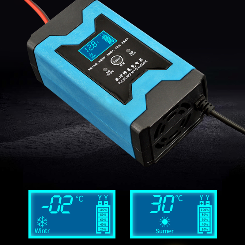 Intelligent 12V 6A Pulse Repair LCD Car Automobile Motorcycle Battery Charger
