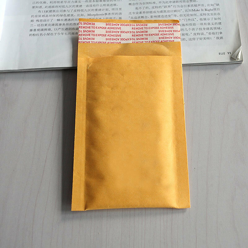 10X 90*130+40mm Kraft Bubble Bag Padded Envelopes Mailers  Yell.l8