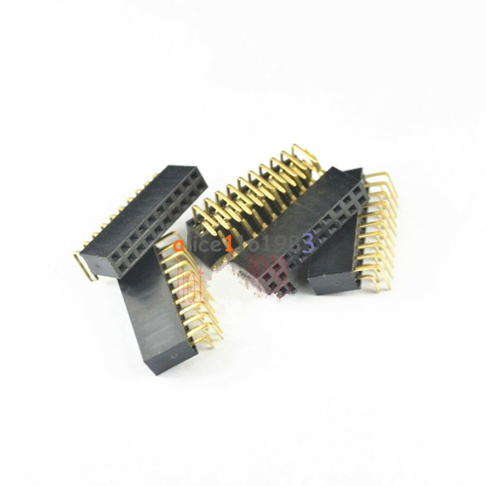 5PCS 2.54mm Pitch 2x10Pin Header Right Angle Female Double Row Socket Connector