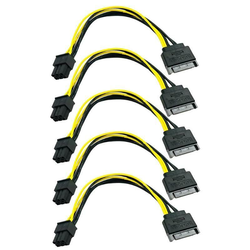 7.87in Sata 15pin Power to 6pin Graphics Power Supply Cord SATA to PCI-e 6 Pin