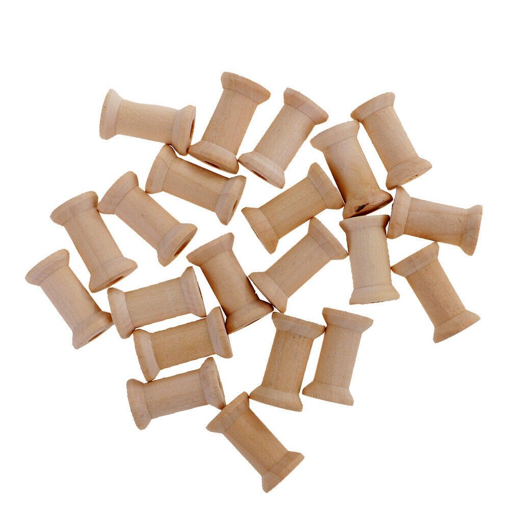 50x Unfinished Wooden Spools Thread Bobbins for Sewing Arts & Crafts 1.06x0.63in