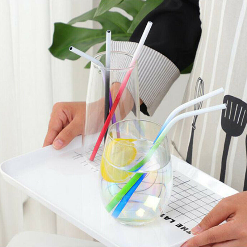 Drinking Metal Straws Gradient Color Sucker Outdoor Drinkware Picnic Dia.6mm